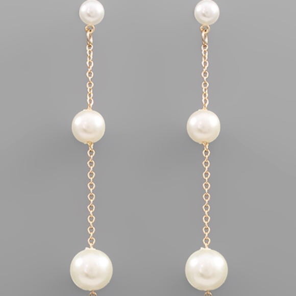 3 Pearl Drop Earrings - Picture 2 of 2